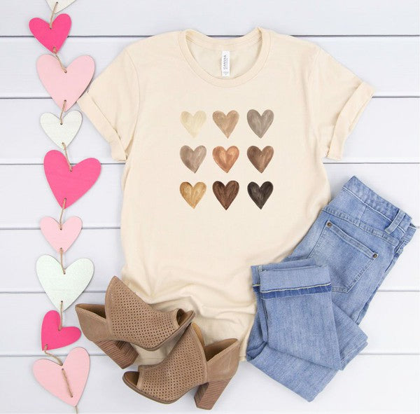 Watercolor Nine Heart Graphic Tee