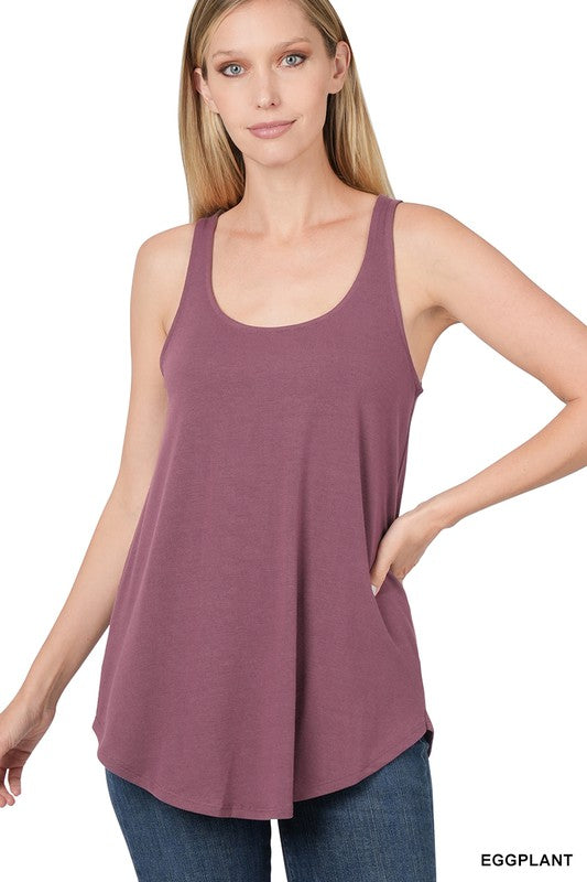 Sleeveless Round Neck & Round Hem Top