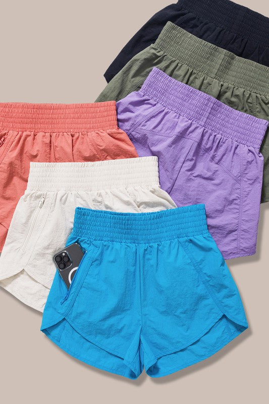 Windbreaker Smocked Waistband Running Shorts