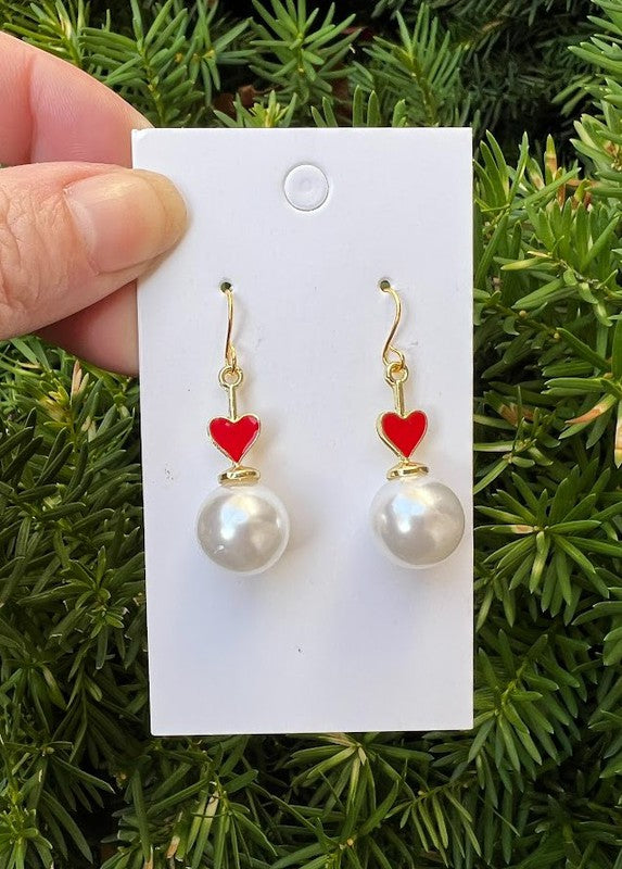 Pearl of Heart Valentines Day Earrings