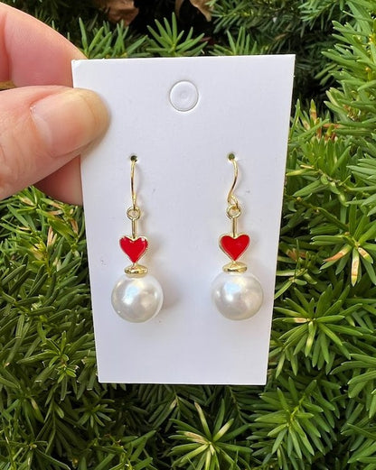 Pearl of Heart Valentines Day Earrings