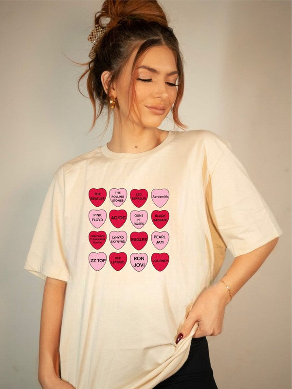 Rock N Roll Music 12 Hearts Graphic Tee