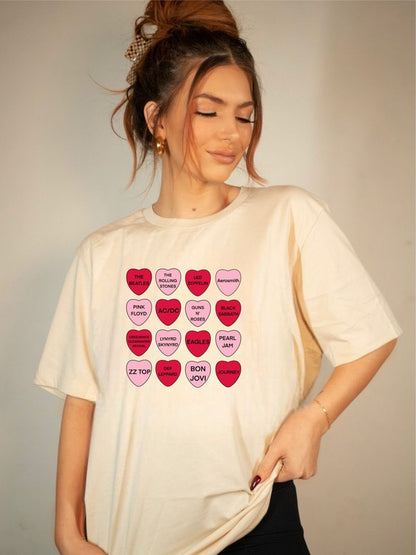 Rock N Roll Music 12 Hearts Graphic Tee