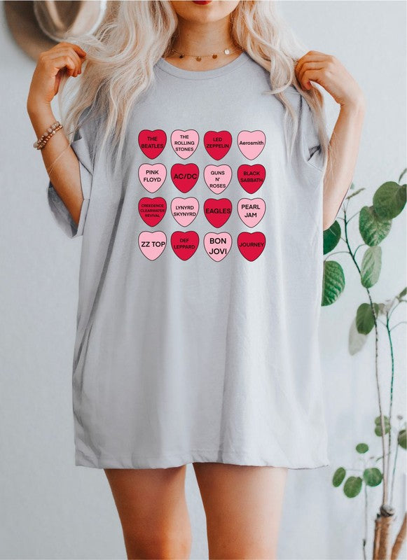 Rock N Roll Music 12 Hearts Graphic Tee