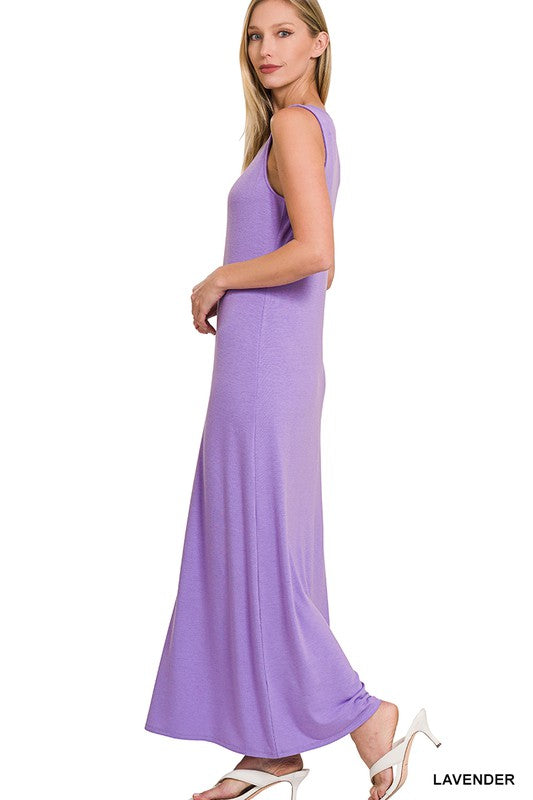 Sleeveless Flared Scoop Neck Maxi Dress