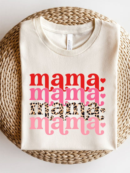 Pink Stacked Leopard Mama Graphic Tee