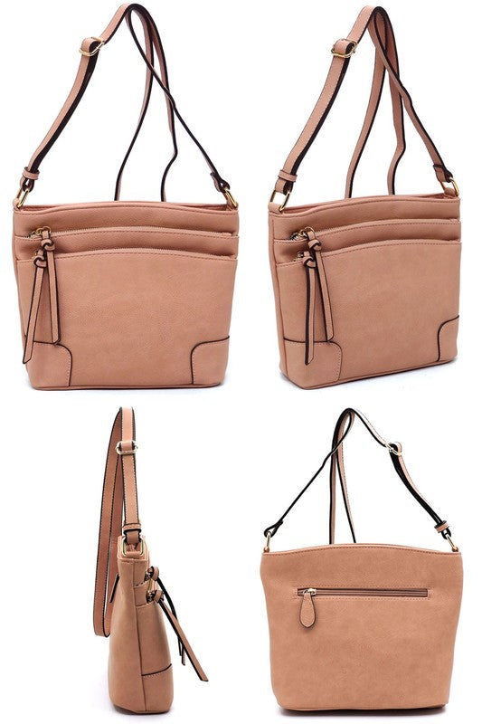 Fashion Multi Zip Pocket Crossbody Bag