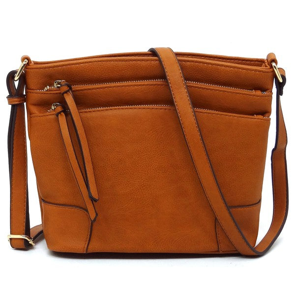 Fashion Multi Zip Pocket Crossbody Bag